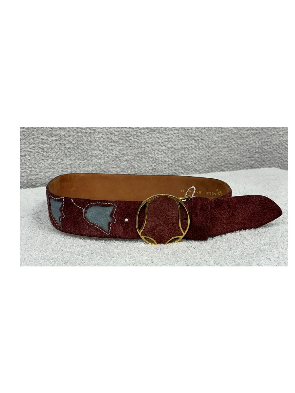 Vera Neumann Burgundy Suede Leather Belt Size M #73779